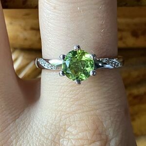 Natural Peridot Sterling Silver Ring Size 9